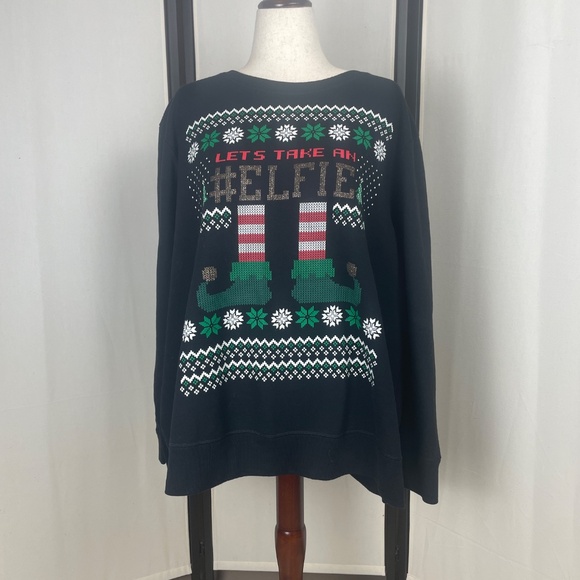 Just My Size Ugly Christmas Sweatshirt "Let's Take an Elfie" Size 4XL - Picture 2 of 8